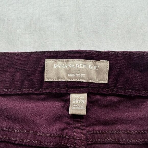 Banana Republic Jeans Womens 26/2P Skinny Fit Corduroy Low Rise Ankle Burgundy - Picture 7 of 10